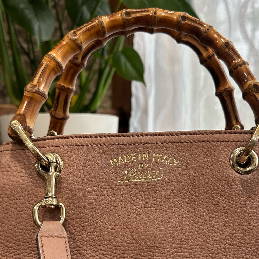Gucci Pink Brown Bamboo Handle Satchel - Picture 4 of 14